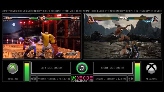 Virtua Fighter 5 vs Tekken 7 (Xbox 360 vs Xbox One) Side by Side Comparison смотреть онлайн