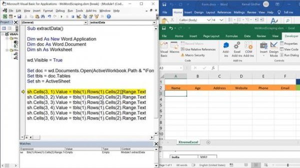 Macro to extract data from Word table to Excel | Excel VBA