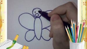 Рисуем Бабочку  Учимся рисовать Для детей 3 4 лет