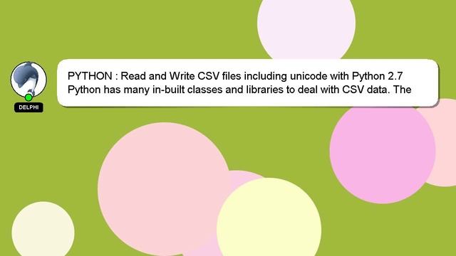 PYTHON : Read and Write CSV files including unicode with Python 2.7 смотреть онлайн