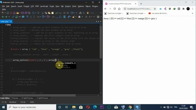 PHP Arrays remove the selected elements from an array array splice смотреть онлайн