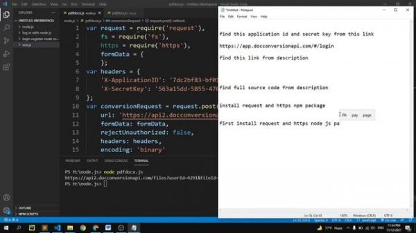 Convert PDF to DOCX Using NodeJS | pdf to docx file