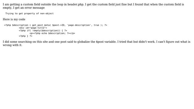 Wordpress: get_post_meta property of non object смотреть онлайн