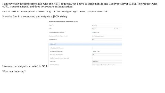 GIS: HTTP POST request: From cURL command to GeoEvent Input Service смотреть онлайн