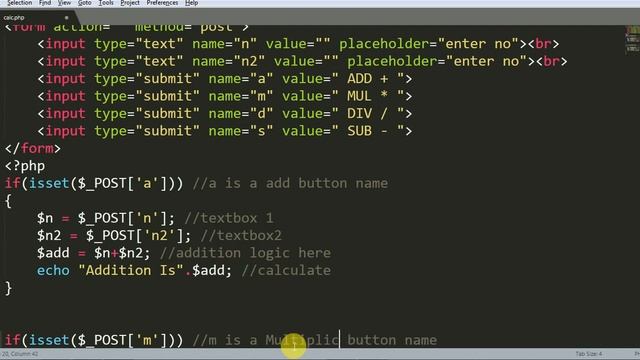 calculator using php | addition subtraction multiplication division in php | php tutorial смотреть онлайн