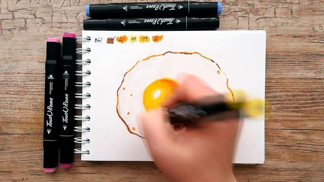 Как нарисовать ЯИЧНИЦУ маркерами | Скетчинг для начинающих смотреть онлайн