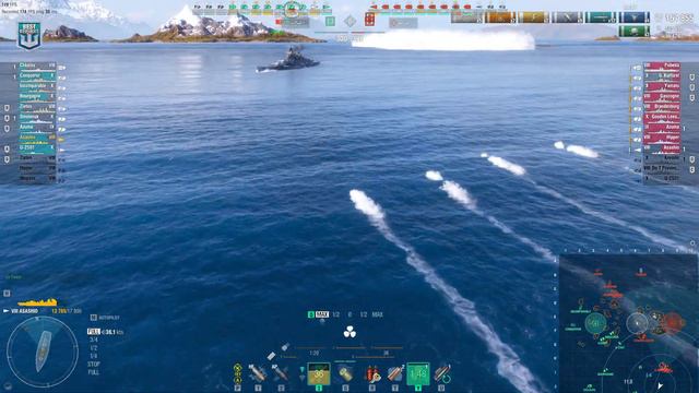Destroyer Asashio: Huge result in tier 10 battle - World of Warships смотреть онлайн
