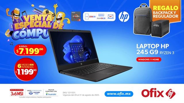 LAPTOP HP 245 G9 14 HD, RYZEN 3-3250U, 8GB RAM, 256GB SSD, WIN11HOME, NEGRO смотреть онлайн