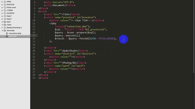 PHP Ajax sử dụng load select phường xã Quận Huyện смотреть онлайн