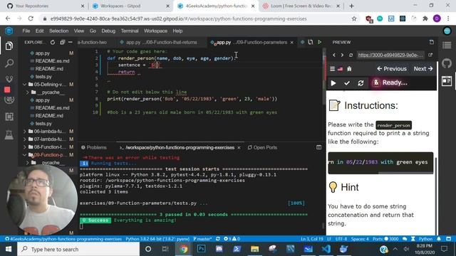 #9 Python Beginner Exercise Series- Function Parameters -4Geeks Academy- смотреть онлайн