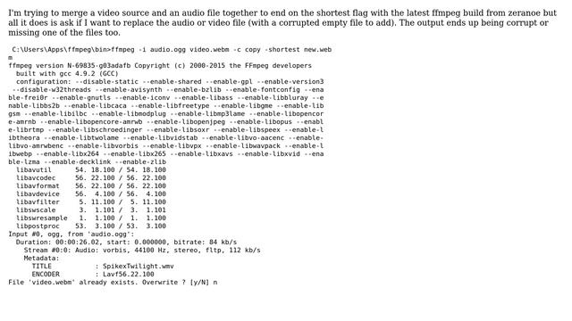 ffmpeg always asks if I want to replace the input file смотреть онлайн