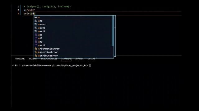 String Methods- Isalpha, Isdigit and Isalnum in python/ Rishi Kalyan смотреть онлайн