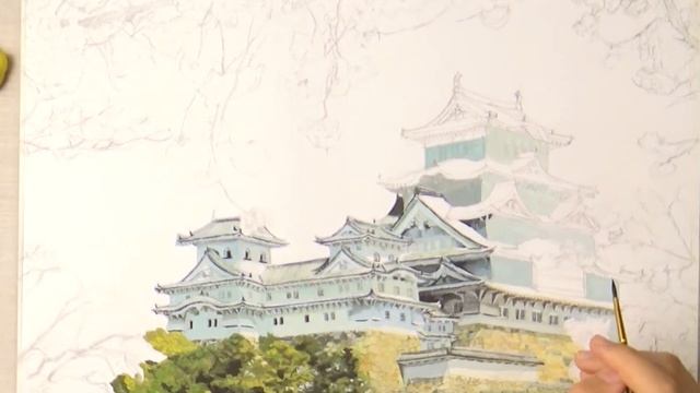 Drawing Himeji castle | 姫路城 | Замок Химэдзи смотреть онлайн