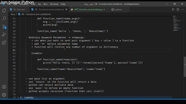 [Python] Jom Belajar Python - Fungsi dan Lambda [JBP 7] смотреть онлайн
