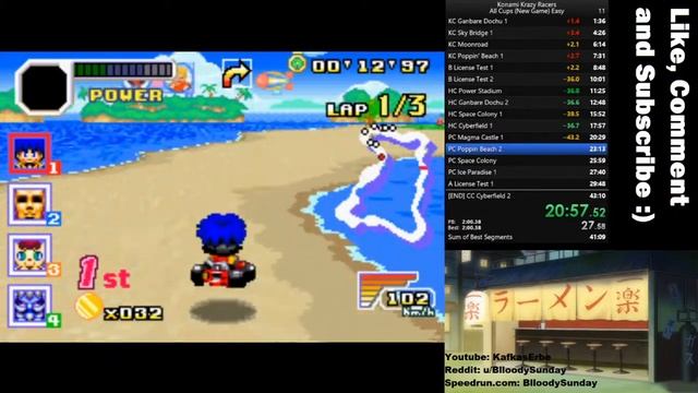 Konami Krazy Racers (GBA) All Cups New Game (Easy) in 41min38sec by BlloodySunday смотреть онлайн