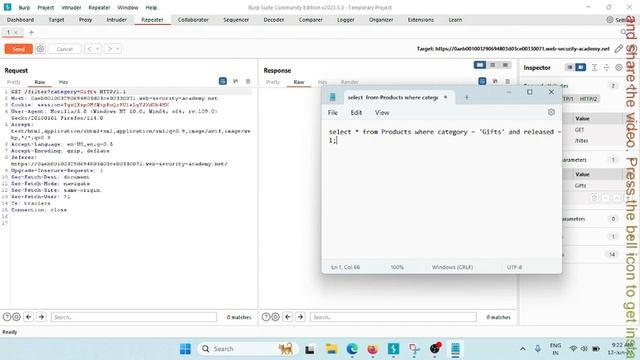 Burp Suite Labs: SQL Injection | Apprentice | Vulnerability in where clause смотреть онлайн
