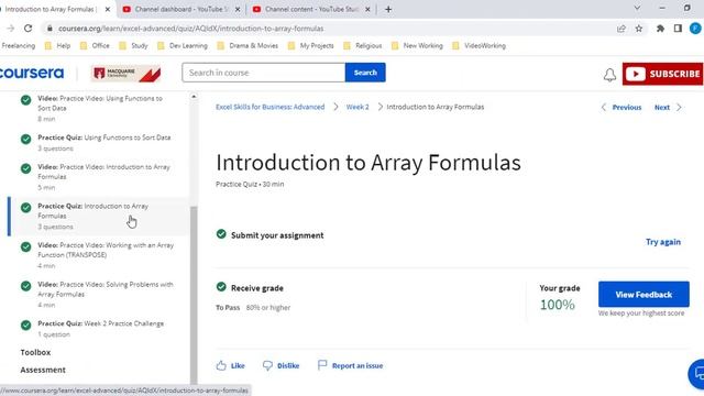 Excel Skills for Business Advanced | Week 2 | All Solutions | All Quiz Answer || Coursera смотреть онлайн