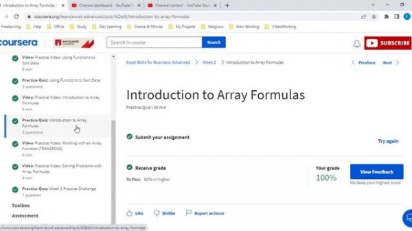 Excel Skills for Business Advanced | Week 2 | All Solutions | All Quiz Answer || Coursera