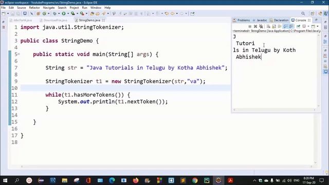StringTokenizer in Java in Telugu by Kotha Abhishek смотреть онлайн