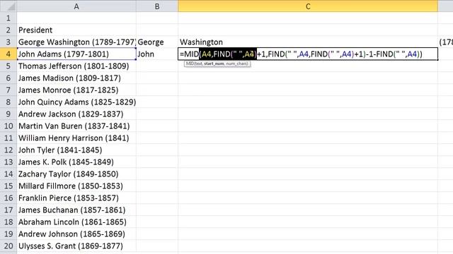 Pull First, Middle and Last Names From One Cell Into Separate Cells In Excel 2010 смотреть онлайн