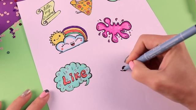 10 DIY НАКЛЕЙКИ своими руками БЕЗ КЛЕЯ! РИСУЕМ САМИ! Новый способ смотреть онлайн