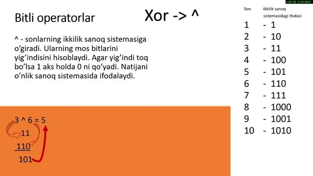 xor ^ bitli operatori смотреть онлайн