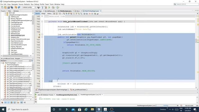 Part-19 JAVA-Fees Management System | How to print the jpanel in java Netbeans| Unique Developer| смотреть онлайн
