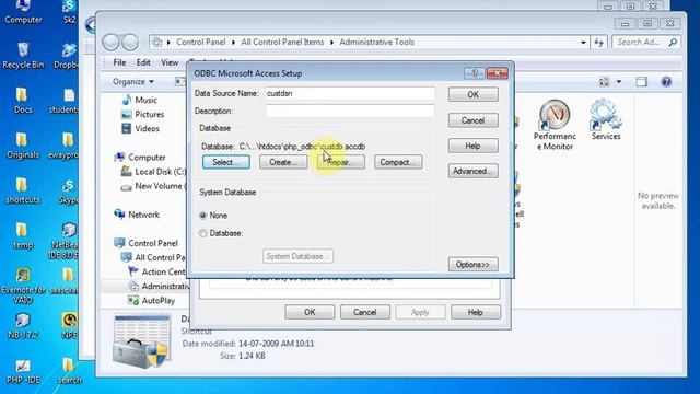 PHP ODBC connection using access database смотреть онлайн
