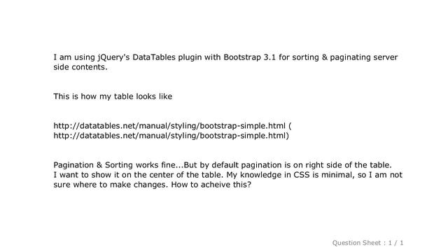 jQuery : How to center the pagination in jQuery Bootstrap DataTables plugin? смотреть онлайн