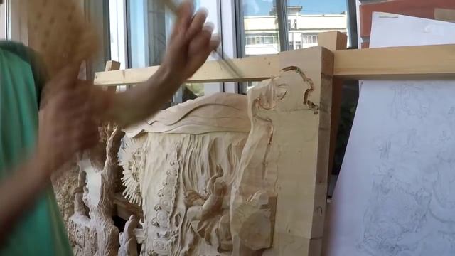 Lukomorye - wood carving 3d picture (Characters of Pushkin's fairy tales) смотреть онлайн