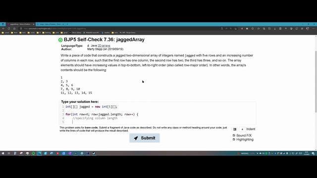 Java Practice It | Self-Check 7.36: jaggedArray | arrays, 2D arrays, array basics смотреть онлайн