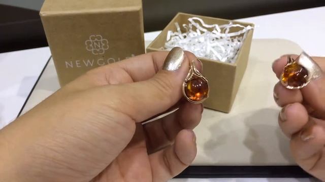 Серьги 2953 из красного золота 585 пробы с янтарем смотреть онлайн
