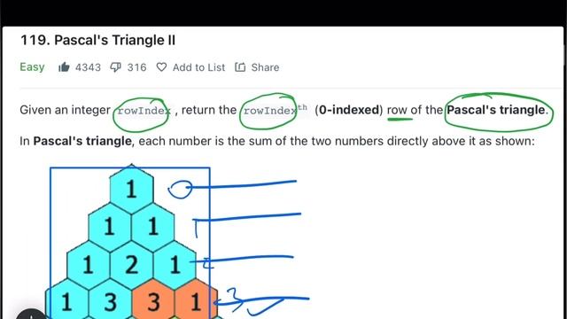 Pascal's Triangle II | Using Same Code of Pascal's Triangle I | AMAZON | Leetcode - 119 смотреть онлайн