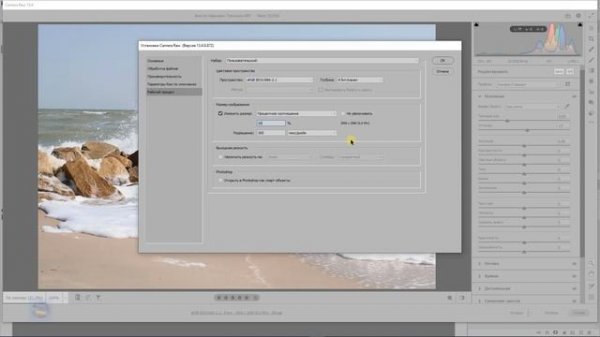 Настраиваем выходные параметры Camera Raw
