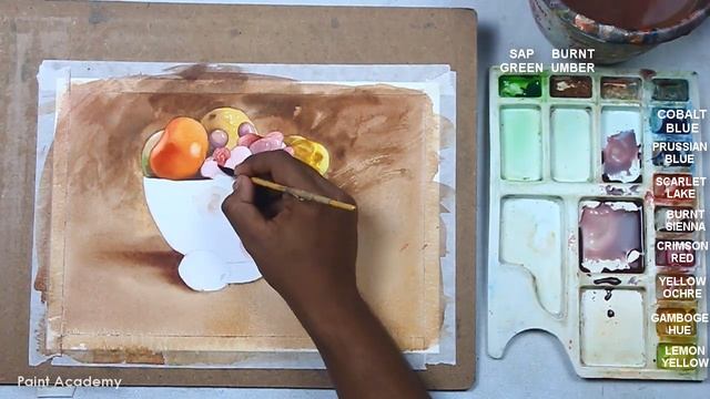 Realistic Fruit Bowl Painting in Watercolor step by step смотреть онлайн
