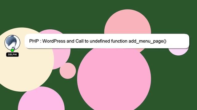 PHP : WordPress and Call to undefined function add_menu_page() смотреть онлайн