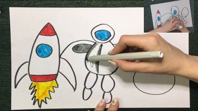 Как нарисовать космос. Рисунок на День космонавтики. Рисуем с мамой. How to draw space. Astronautic смотреть онлайн