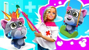 Кот Говорящий Том и его друзья — Том упал с качелей! Видео для детей про игрушки