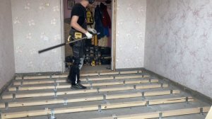 Установка лаг на уголки.