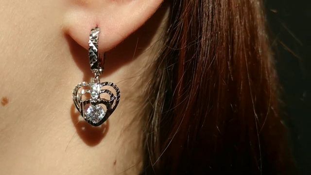 Серьги сердечки под серебро XUPING из мед сплава 12-30918 смотреть онлайн
