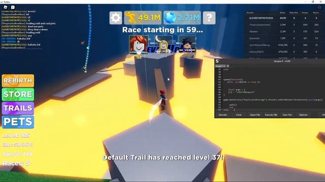 Roblox Legends of Speed script/hack op gui смотреть онлайн