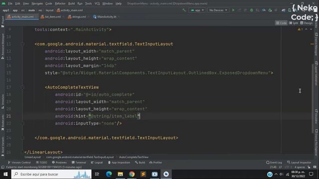 Dropdown Menu In Kotlin (Android Studio)