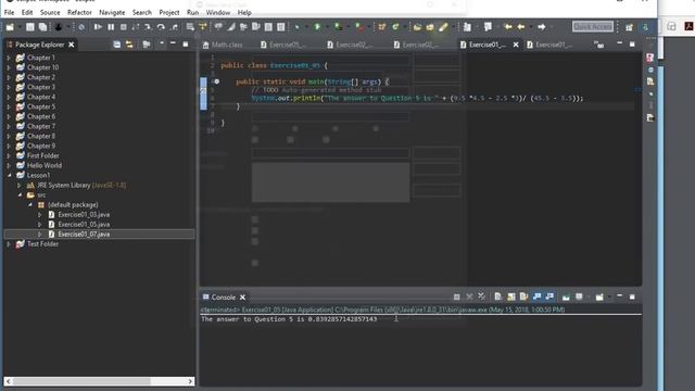 Java Eclipse Chapter 1 Lesson 2 - Exercise solutions смотреть онлайн