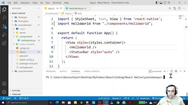 6.1 Hello World in React Native Expo Go using Functional Component | Dr Vipin Classes смотреть онлайн