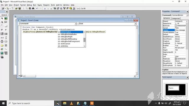 3rd Year Visual Basic Lecture 30 MsgBox Program смотреть онлайн