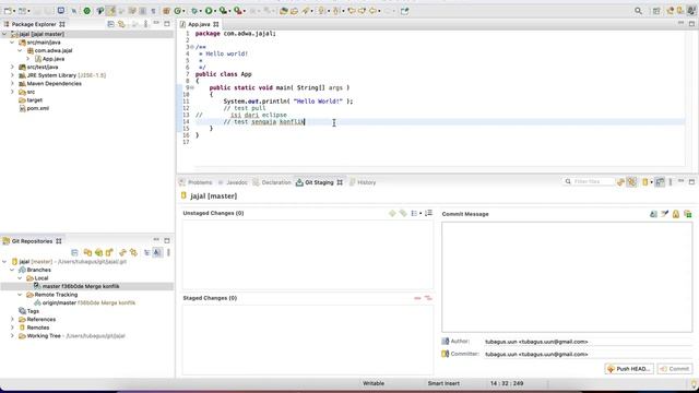 Eclipse, Java & Gitlab Part 2 : Merge Conflict, Override and Update, Override and Commit смотреть онлайн