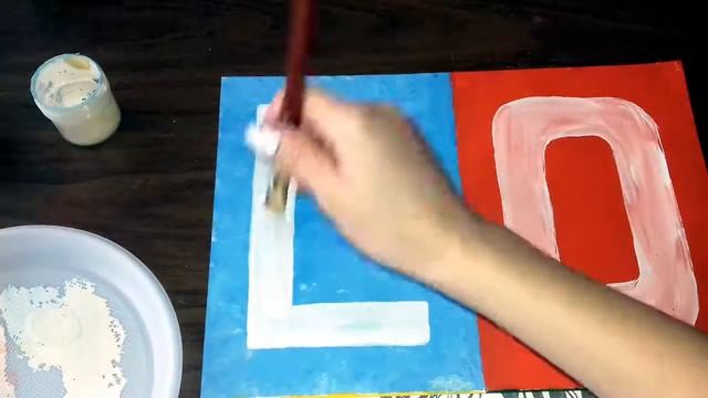 Рисуем абстракцию гуашью/Буквы/Абстракция/LOVE