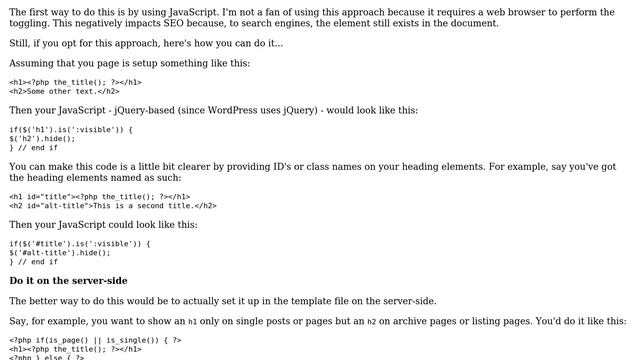 Wordpress: How do i hide the ＜h2＞ if the ＜h1＞ appears? (2 Solutions!!) смотреть онлайн