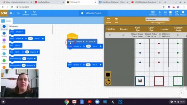 Robot Practice: Vex VR Code Disk Mover Game