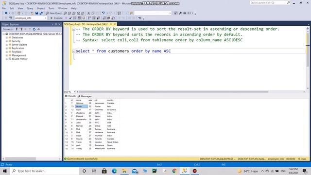 SQL ORDER BY KEYWORD | SQL Tutorial for Beginners Explained Practically-[In Hindi] смотреть онлайн